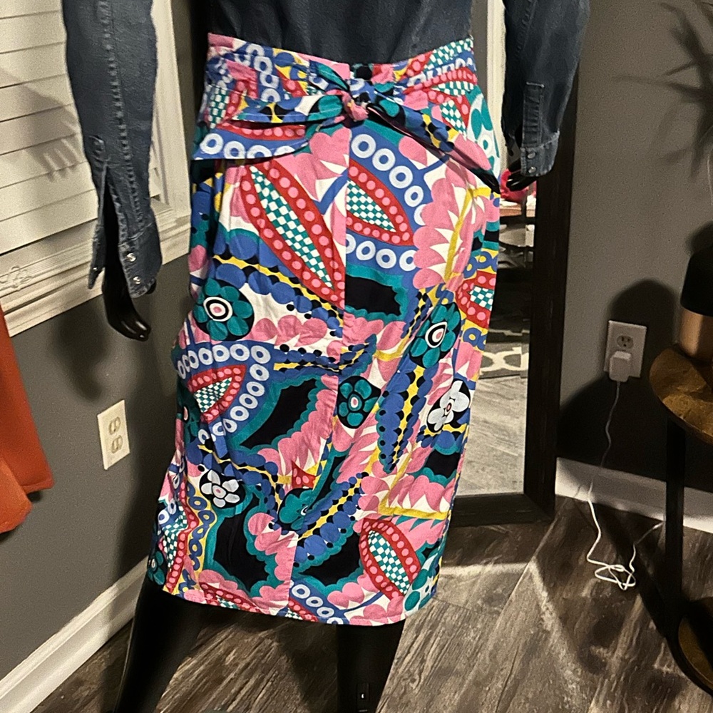 J. Crew Pink and Blue Midi Pencil Skirt - Picture 4 of 4